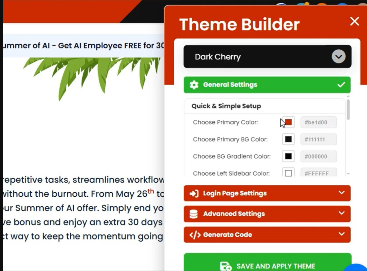 Custom Theme Builder Widget for GoHighLevel (AI‑Enhanced)