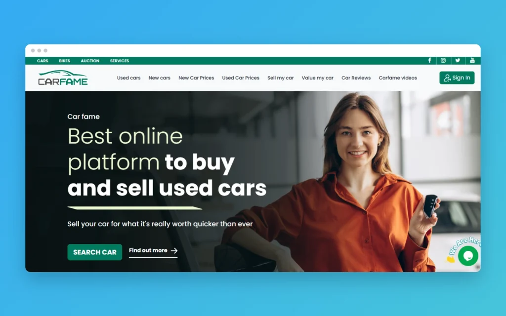 CarFame website mockup