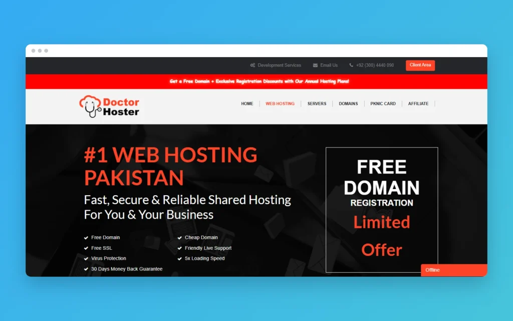 DoctorHoster website mockup