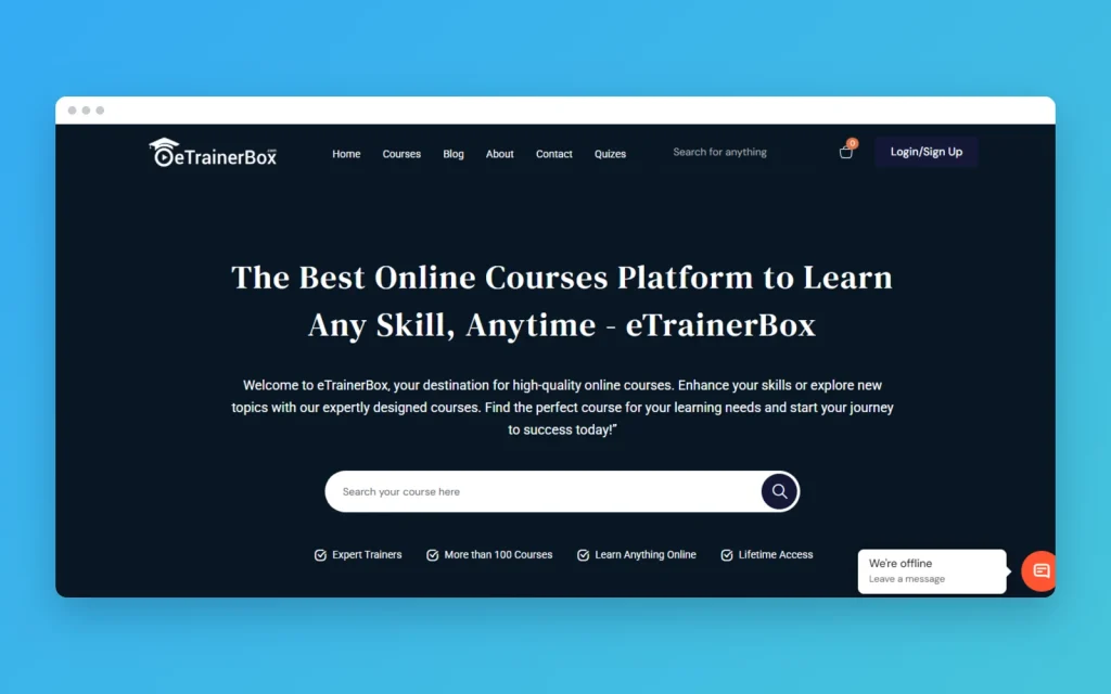 eTrainerBox website mockup