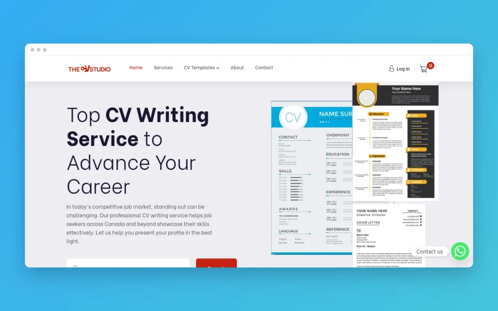 The CV Studio website mockup